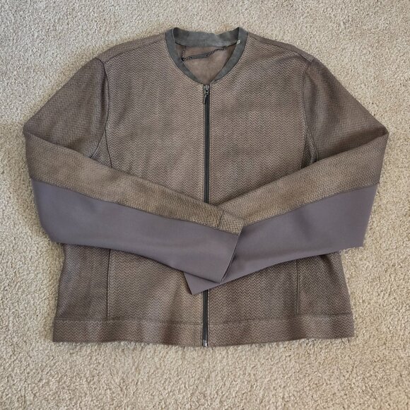 Lambskin leather collarless jacket - Picture 2 of 16